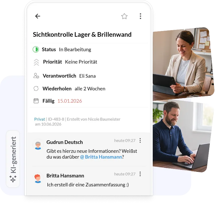 Aufgabe mit zugehörigen Nachrichten in Elisana360