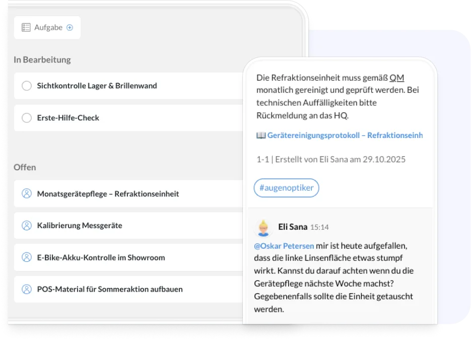 Aufgabenstatus und Verlauf in Elisana360