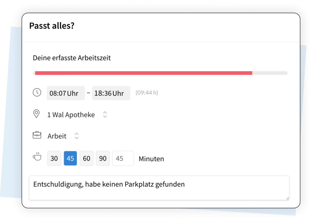 Zeiterfassung Pause