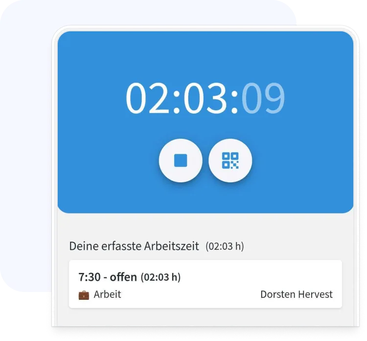 Stoppuhr mit Start, Pause und Feierabend auf dem Smartphone